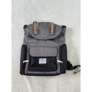 Eddie Bauer First Adventure Backpack Diaper Bag Gray Black Travel Pack Read